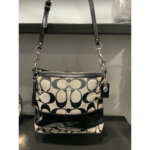 Coach Signature Black C Canvas and Leather Bag. Shoulder /Crossbody Bag - Picture 1 of 5